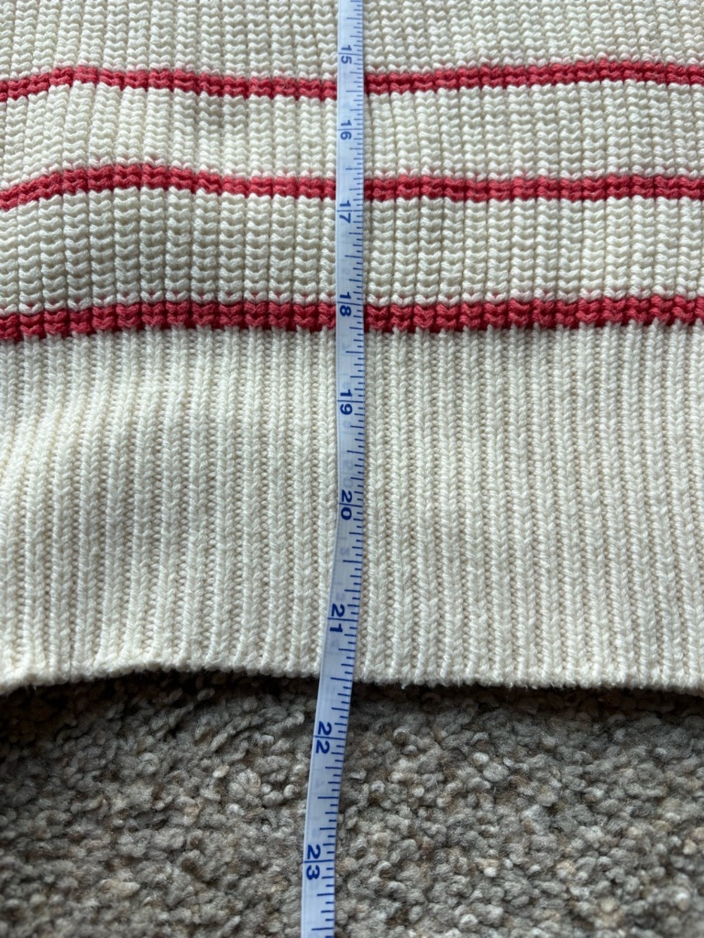 Buckle Z Supply Villa Striped 1/2 Zip Striped Sweater Red Pepper White size M - Picture 9 of 9